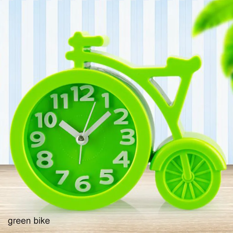 Творческий электронный палец велосипед скрипка форма бесшумный будильник Настольный Декор термонастройка цифровой номер часы детские подарки - Цвет: green bike