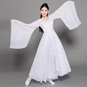 

Chinese Folk dance costume hanfu women Traditional ancient performance dress for cosplay fairy stage festival with Water Sleeves