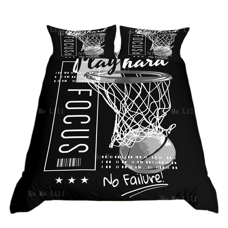 

Basketball Duvet Cover Set Games Sports Bedding Goal From Hoop With Motivated No Failure Quote For Kids Teens Men Bedroom Decor