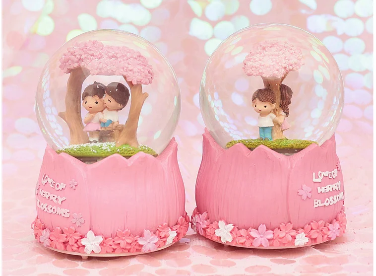 Kawaii снежный глобус Рождественская Подарочная музыкальная шкатулка креативный