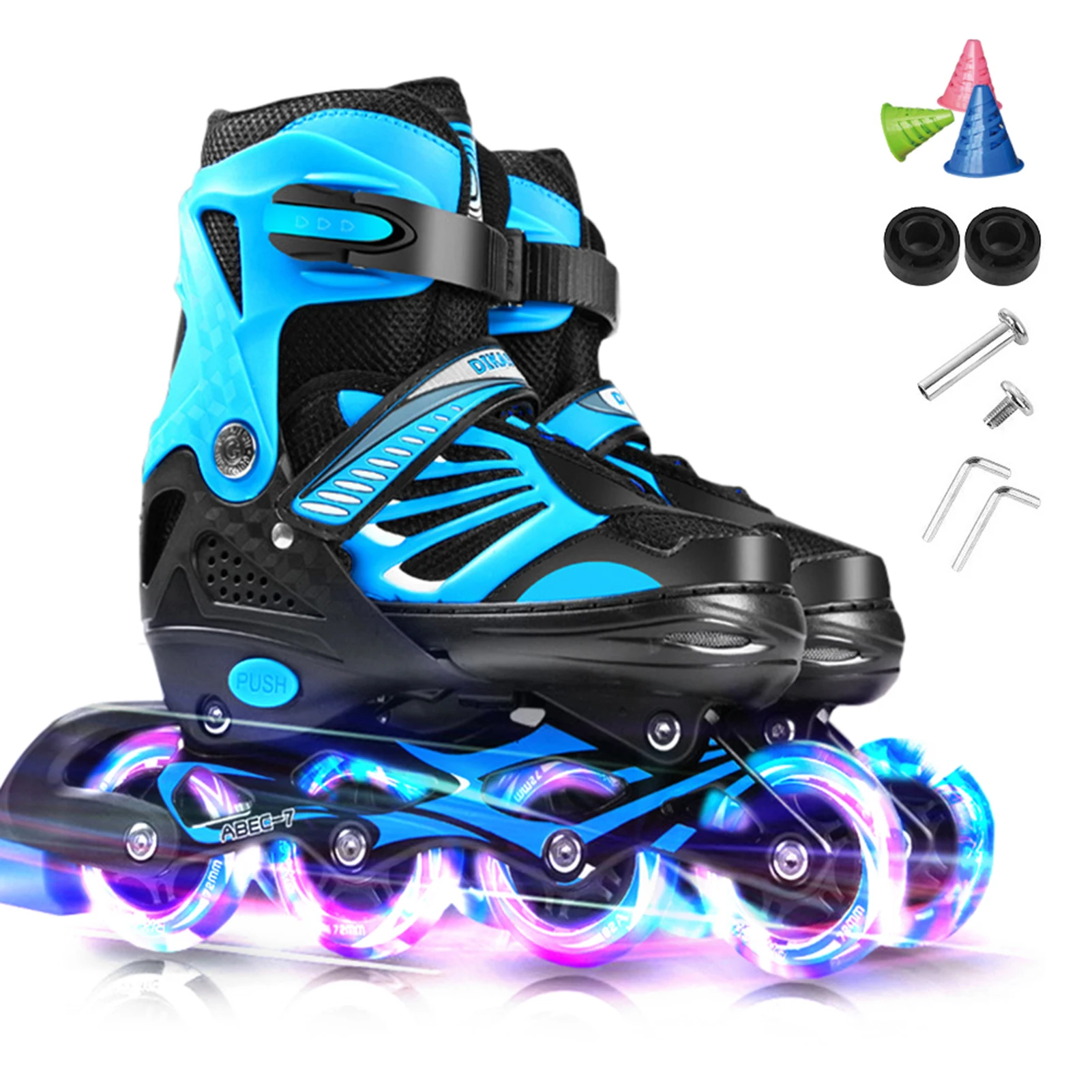 PATINES 4 RUEDAS TALLA AJUSTABLE NIÑO NIÑA LUZ LED + REGALO 1 PZA.