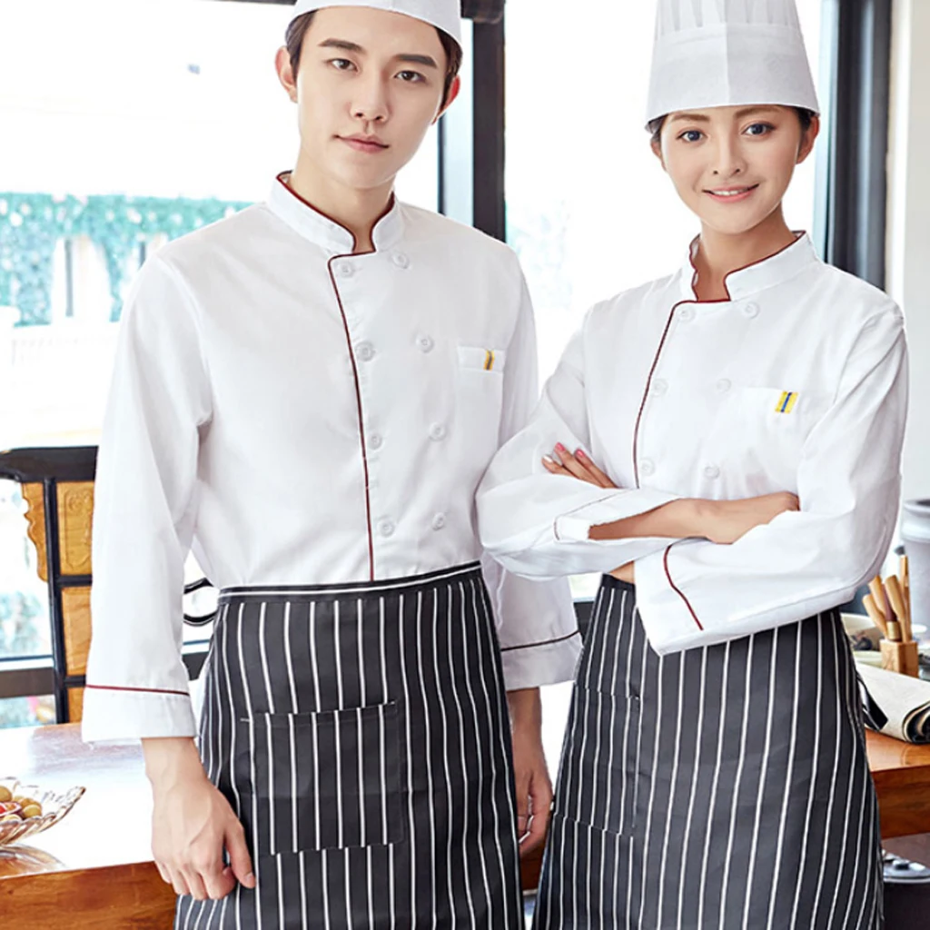 Chef Jacket Food Service Long Sleeve Double Breasted Hotel Kitchen Catering Breathable Unisex Uniform Suit Wholesale
