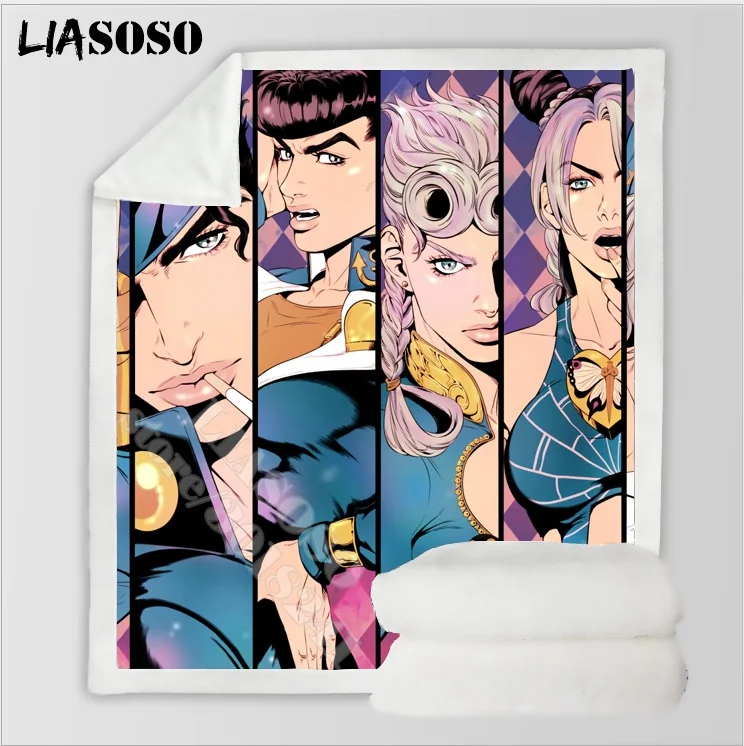 Одеяло JoJo в стиле Необычные приключения модное Флисовое одеяло с 3D принтом аниме