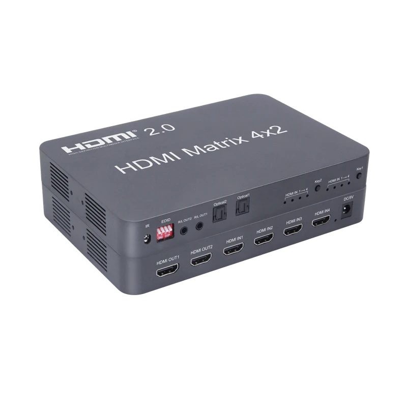 HDMI 2,0 Matrix 4x2 Scaler 4K 60Hz HDMI переключатель сплиттер Поддержка аудио независимо от оптического или стерео LPCM/DTS