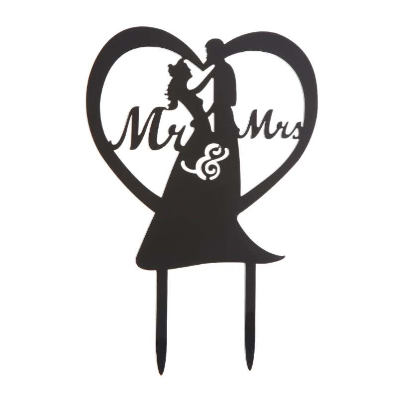 Акриловые украшения для торта в форме сердца для жениха и невесты Mr& Mrs Свадебные вечерние украшения для помолвки E65B