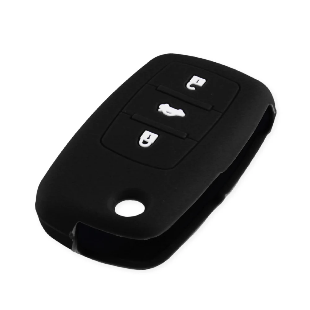 Черный KEYYOU силиконовый чехол для ключей автомобиля для VW Golf 4 5 6 Bora Jetta Polo Beet Passat для Skoda Octavia A5 Fabia для сиденья Ibiza Leon - Название цвета: Черный