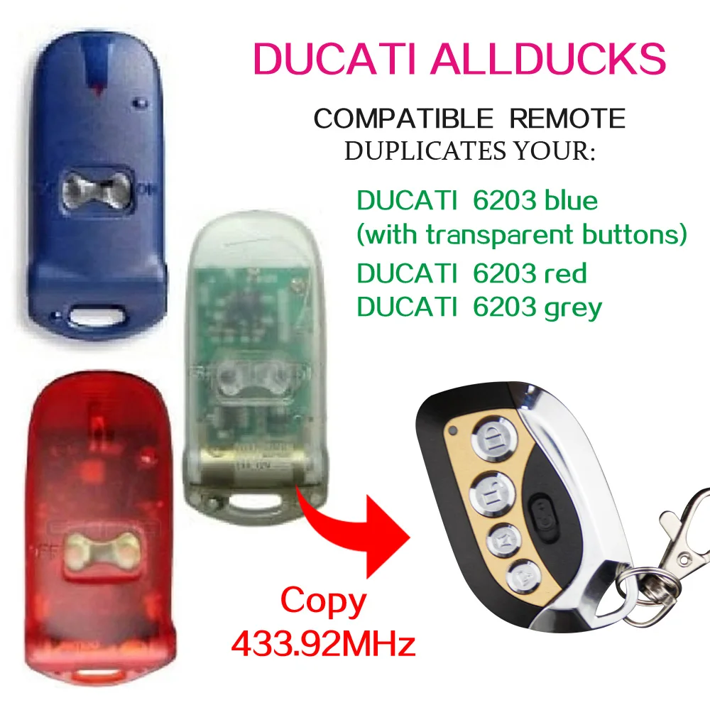 

DUCATI ALLDUCKS 6203 Remote Control 433MHz Copy Gate Garage Door DUCATI 6203 433.92MHz Remote Control