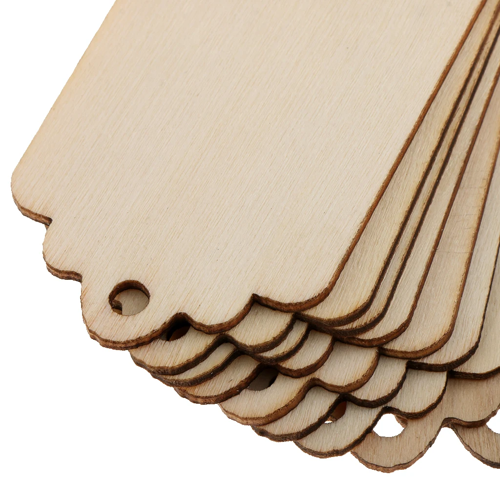 10 Pieces Unfinished Wood Tags With String And Hole Wooden Blank Gift Tags For Wedding Party Favors