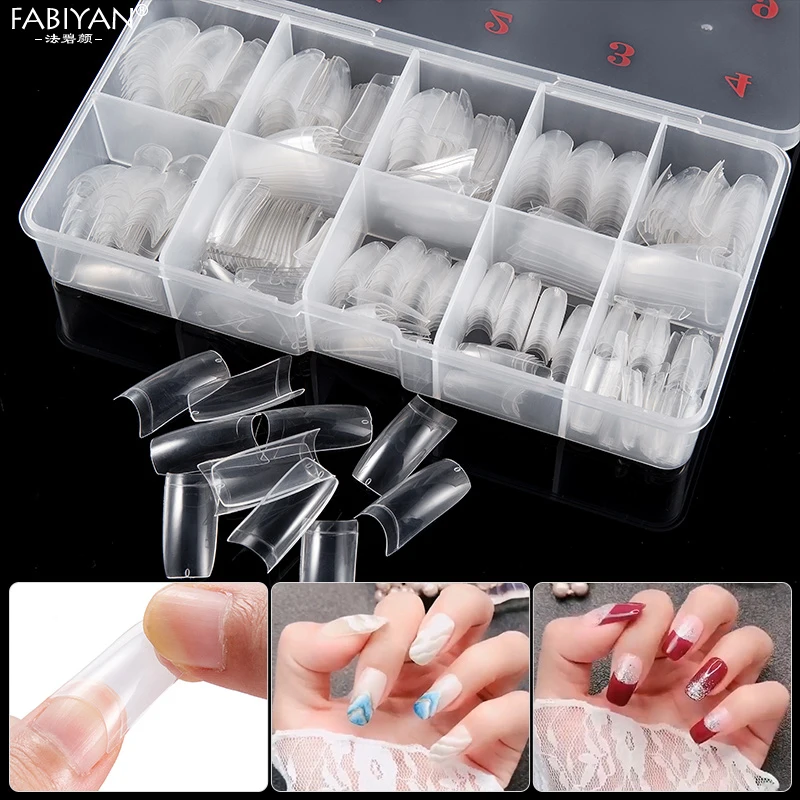 Kit de caja de 500 puntas de uñas postizas naturales