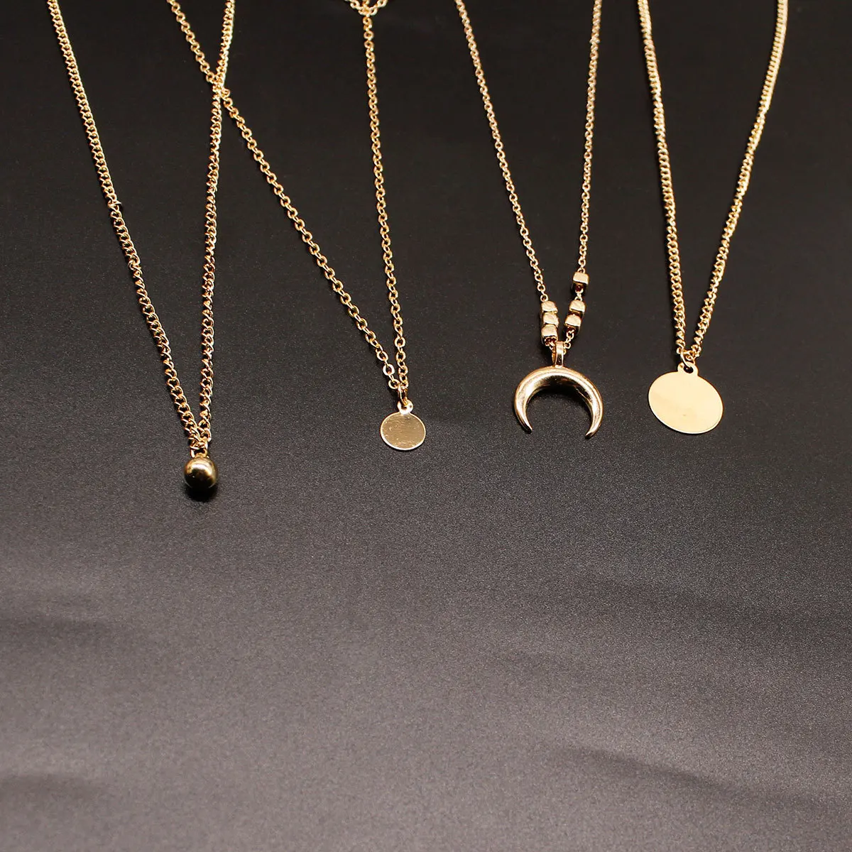 Индивидуальное многослойное ожерелье с кулоном в виде Луны золотого и серебряного цвета круглые Блестки из бисера ключицы ожерелья цепи для женщин XL548