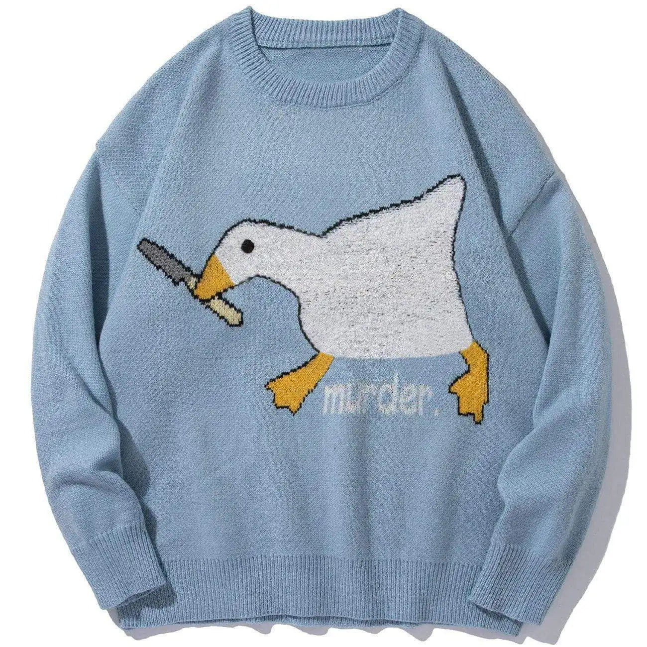 Men Streetwear Sweater Little Cute Goose Pattern Knitted Sweater Autumn Fashion Harajuku Cotton Casual Pullover Sweater