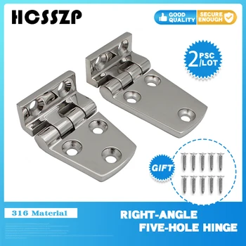 

2pcs Right-angle Five-hole Hinge Marine Hinges Stainless Steel 316 for Caravan RV Deck Cabinet Drawer Flush Door Strap Butt