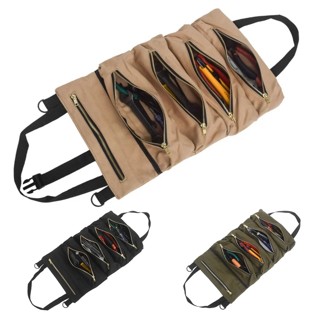 

Car Super Roll Tool Zipper Bag Multi-Purpose Canvas Roll Up Bag Organizer Bucket