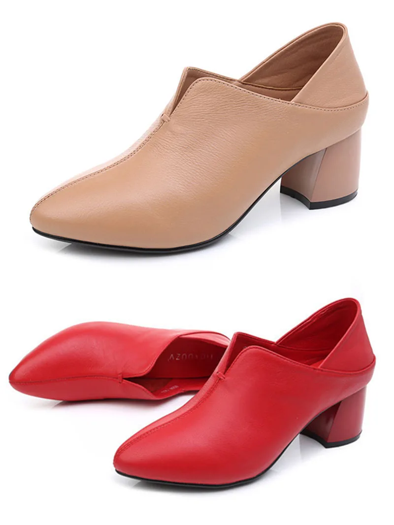 2020 Spring Autumn New Women's Shoes Fashion Thick Heel Round Head Leather High Heels Women Wedding Shoes Ladies Pumps VT725 (17)