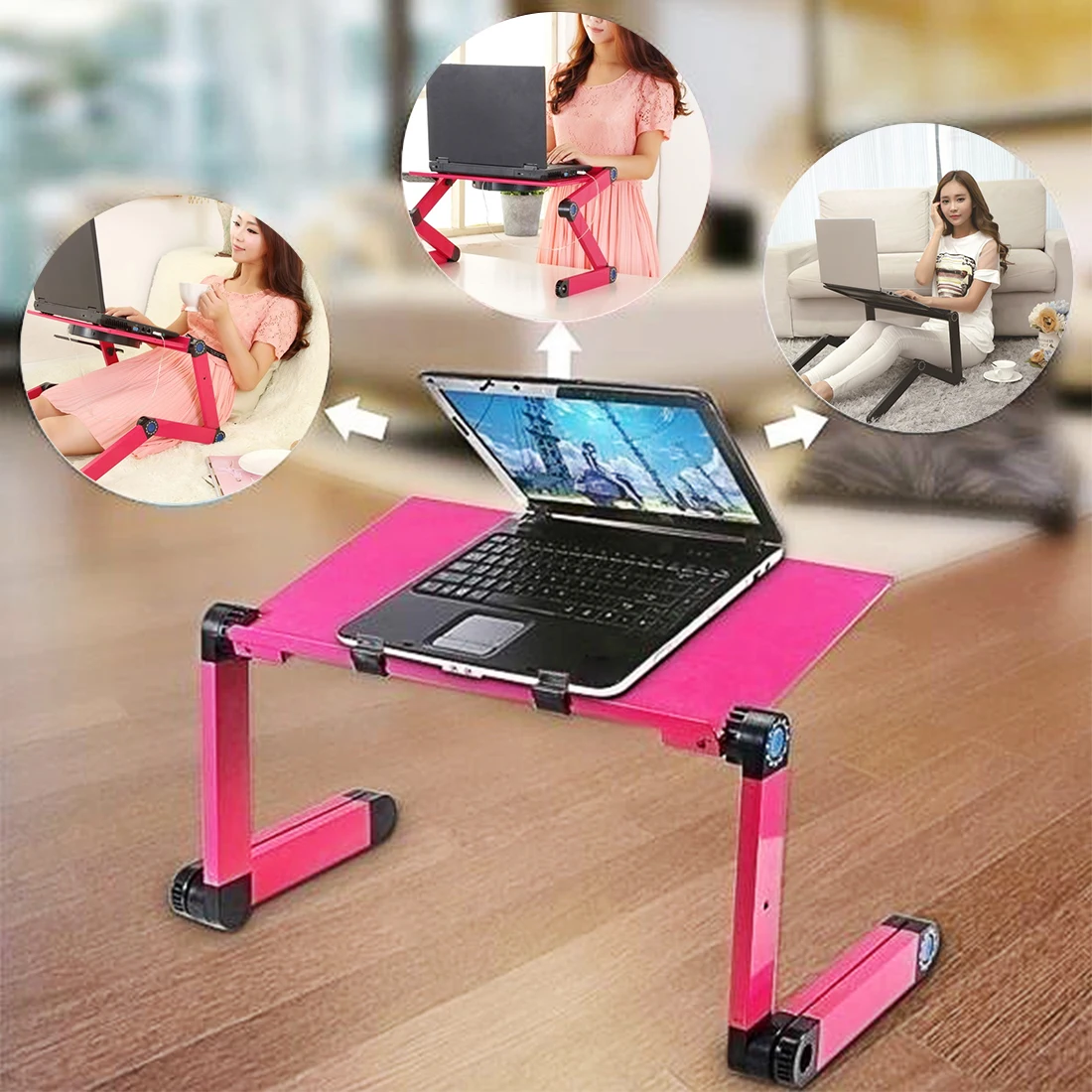 

Portable Laptop Table Stand With Adjustable Folding Stand Notebook Desk For Netbook Or Tablet With Mouse Pad and fan in bed sofa