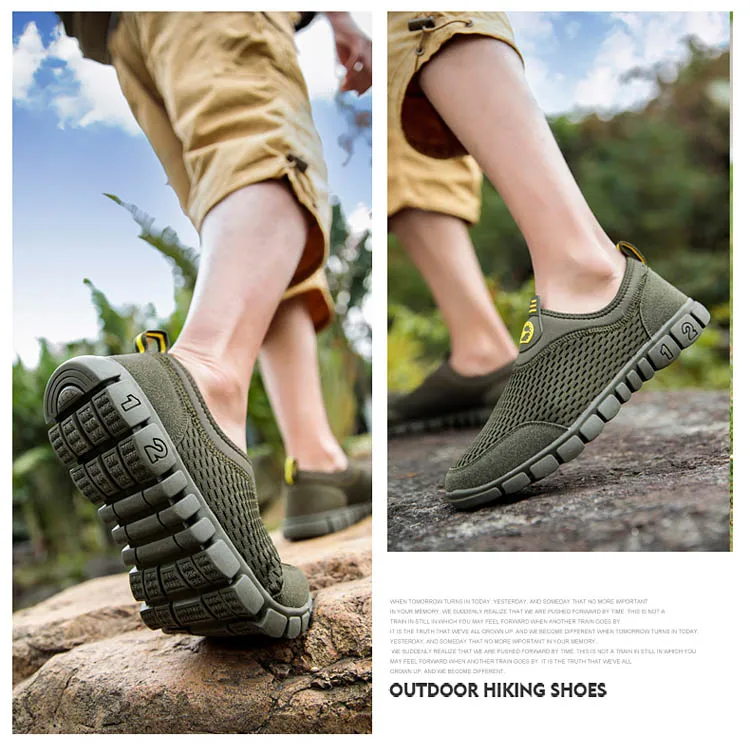 TANTU/дышащая сетчатая уличная спортивная обувь для мужчин; легкая обувь без шнуровки для пеших прогулок и походов; нескользящая