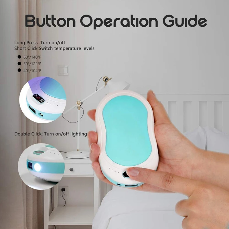 Перезаряжаемые ручные грелки, электрические портативные многоразовые грелки для рук, большая емкость, 10000 мАч, Дополнительный внешний аккумулятор с фонариком, зимний подарок