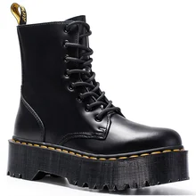 Женские ботинки; ботинки из натуральной кожи на платформе; сезон осень-зима; женские ботильоны martin; повседневная обувь на каблуке; Botas Mujer