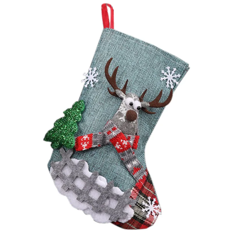 Blue NHBR-10 Pcs / Lot Christmas Xmas Socks Stockings Decorations Christmas Candy Sock Gift Bags for Tree - Цвет: Blue
