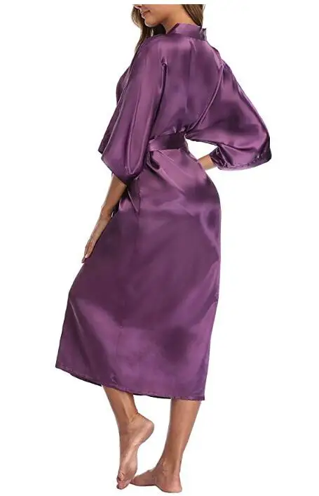 Высокое качество черный женский шелковый халат из вискозы сексуальное длинное белье пижамы кимоно юката Ночная рубашка размера плюс S M L XL XXL XXXL A-050