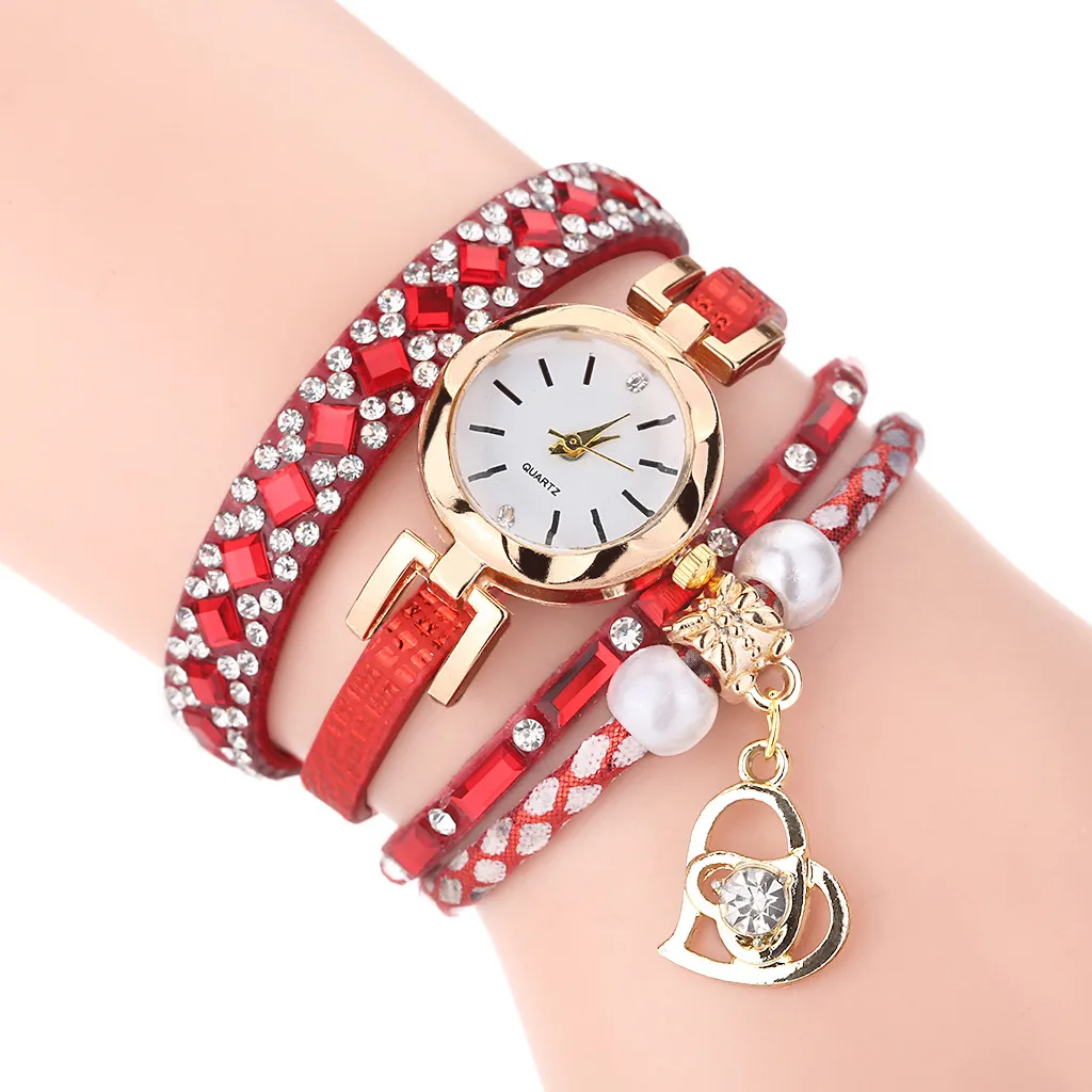 Женские часы-браслет с петлей женские наручные часы relojes mujer винтажные блестящие часы с жемчужным браслетом и циферблатом Аналоговые кварцевые наручные часы