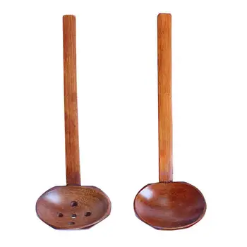 

2 Pcs Exquisite Kitchen Long Handle Spoons Reusable Wood Spoons for Home