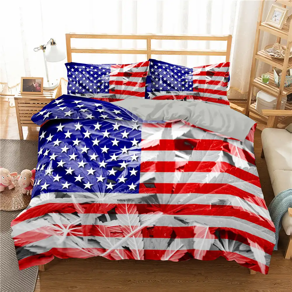 Homesky jogo de cama de folhas tropicais, conjunto de cama de caseiro com folhas de maconha, tamanho queen, capa de edredão conjunto de