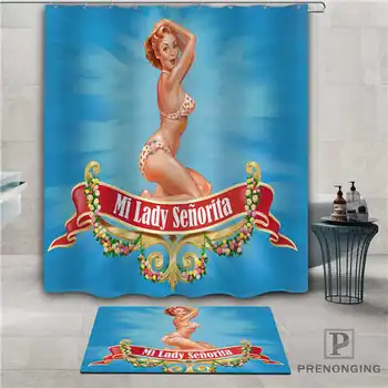 

Custom art of pin-up (1) Waterproof Shower Curtain Doormat Home Bath Bathroom Polyester Fabric Multi Sizes#2019-1-05-66