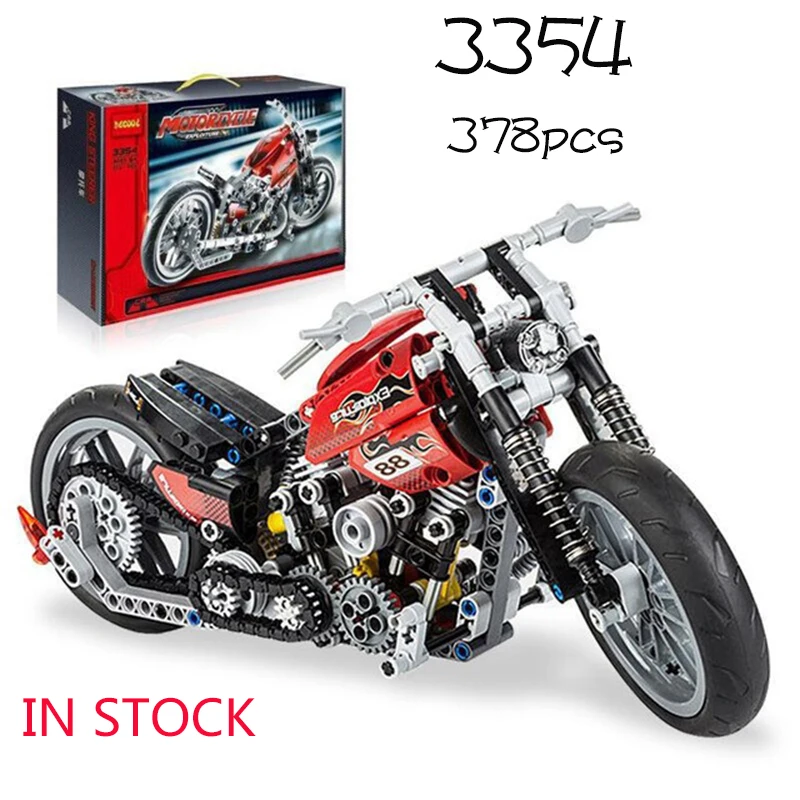 

decool 3354 Motorcycle model 378PCS Compatible legoinglys 8051 Technic Speed Racing car Vehicle Set Buildiing bricks blocks toy