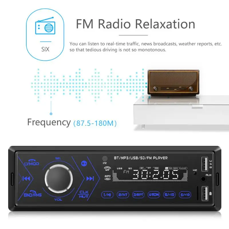 Автомобильный Радио сенсорный экран Bluetooth MP3 мультимедийный плеер AUX USB FM 12 в автомобильный стерео аудио плеер Автомобильный Электрический