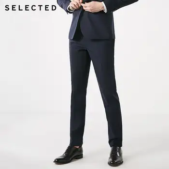 

SELECTED Men's Wool Slim Fit Dark Strips Woolen Business Casual Suit Pants T|41916B507