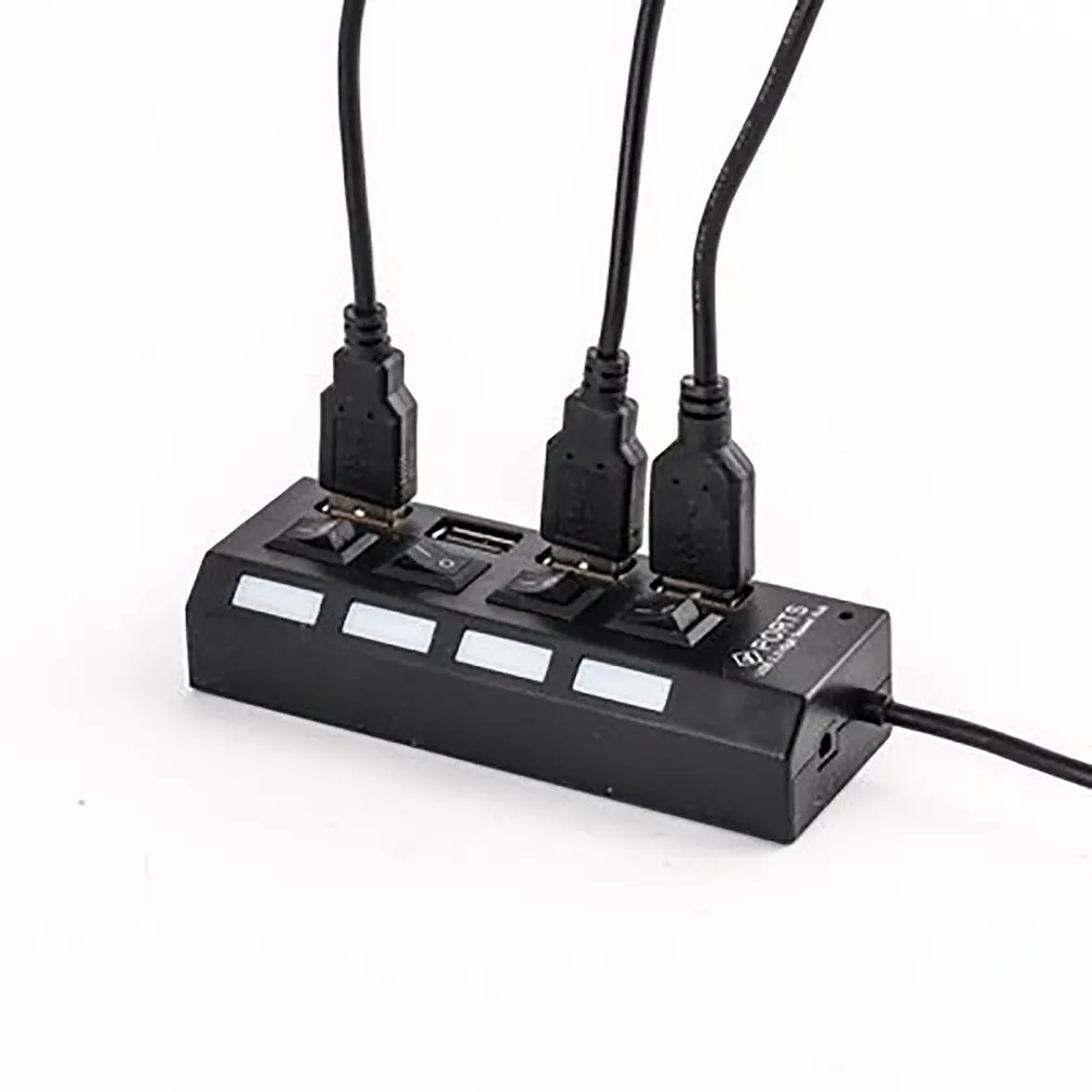 4 порта USB 2,0 мульти зарядное устройство концентратор USB разветвитель Кабель адаптер 4 слота USB2.0 высокая скорость включения/выключения питания для ноутбука ПК планшета