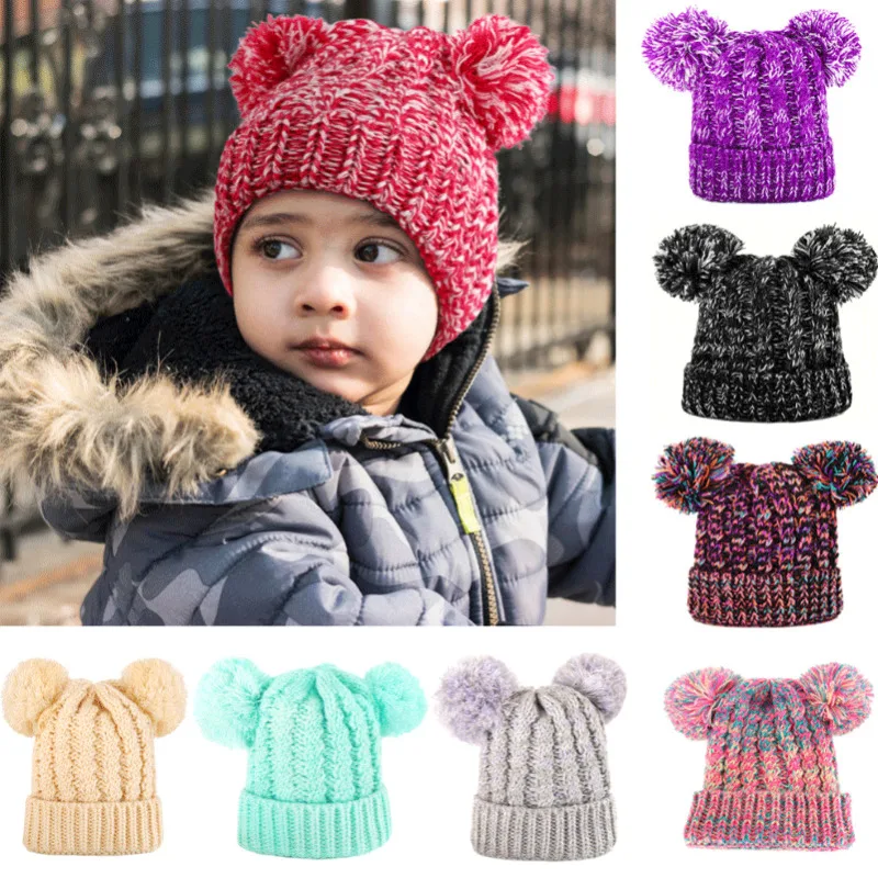 

Dropshipping Winter Baby Knitted Hat Baby Boy Girl Infant Newborn Cotton Caps Keep Warm In Baby Thick Caps Winter For 1-8 Years