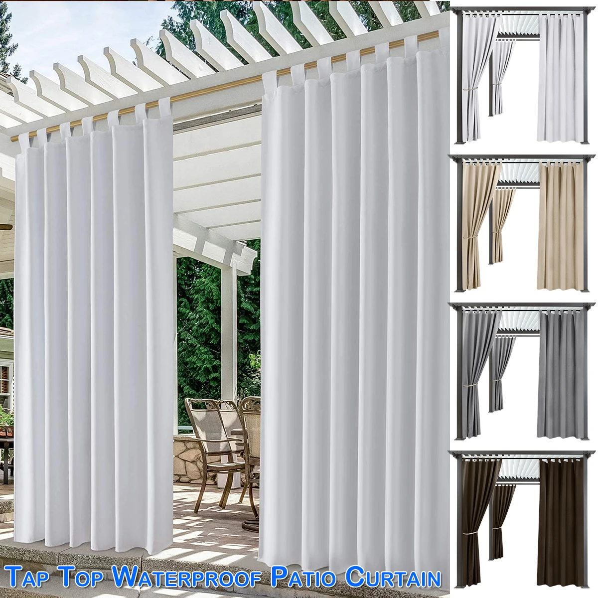 

Waterproof Outdoor Patio Curtains pergola Decoration Blackout Curtains for Living Room Drape Thermal Insulated cortina exterior