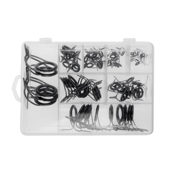 

75 Pieces Vintage Oval Fishing Rod Guides Line Rings DIY Parts 8 Sizes Black