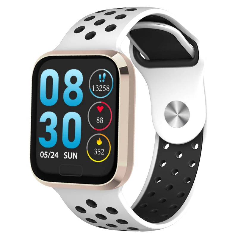 Gold white Смарт-часы M98, Bluetooth, управление музыкой, умные часы, монитор сердечного ритма, фитнес-трекер, кровяное давление, спортивный смарт-браслет PK F8 - Цвет: Gold white