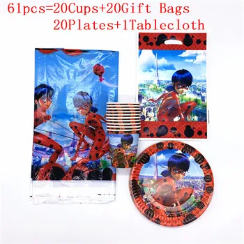 

31pcs/61pcs Butterfly Bee Party Plate Cups Gift bag Tablecloth Baby Shower Birthday Decoration Kids Party Supplies For 20 people