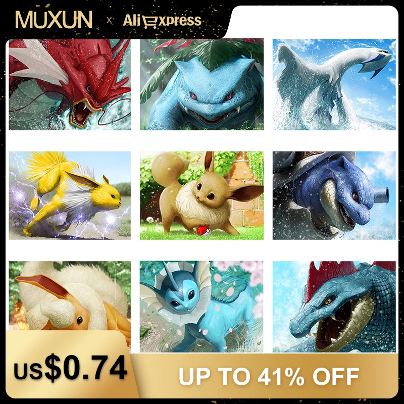 

Full Round Drill Diamond Painting Anime Pokemon Diamond Embroidery Cartoon Cross Stitch Patterns Pikachu Mosaic Diamond Jq408