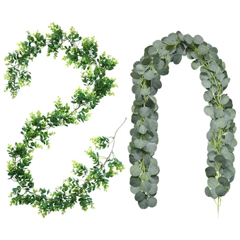 

Artificial Eucalyptus Garland Faux Silk Eucalyptus Leaves Handmade Garland Greenery Wedding Backdrop Arch Wall Decoration