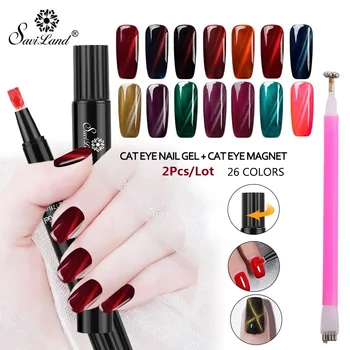 

Saviland 2pcs/lot Magnetic 3D Cat Eye Gel Nail Polish Magnet Nail Art Tools Magnet for UV Gel Nail Varnish Manicure Tool