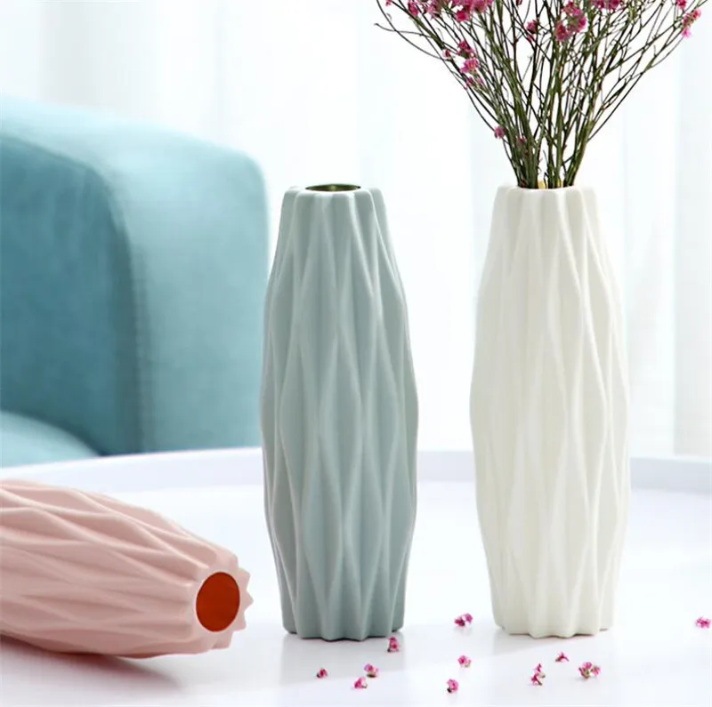 

White Imitation Ceramic Flower Pot Plastic Vase Flower Vase Home Decoration 3 Colors