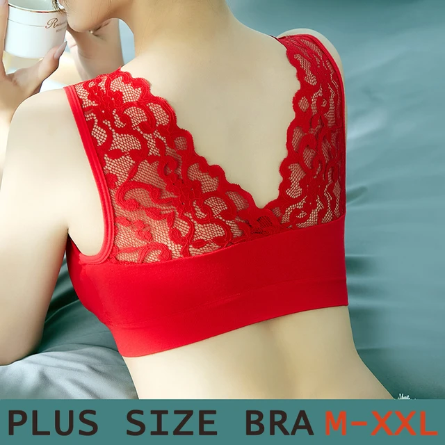 Sexy Push Upplus Size Sexy Lace Sports Bra - Push Up Seamless Gym Top With  Pads
