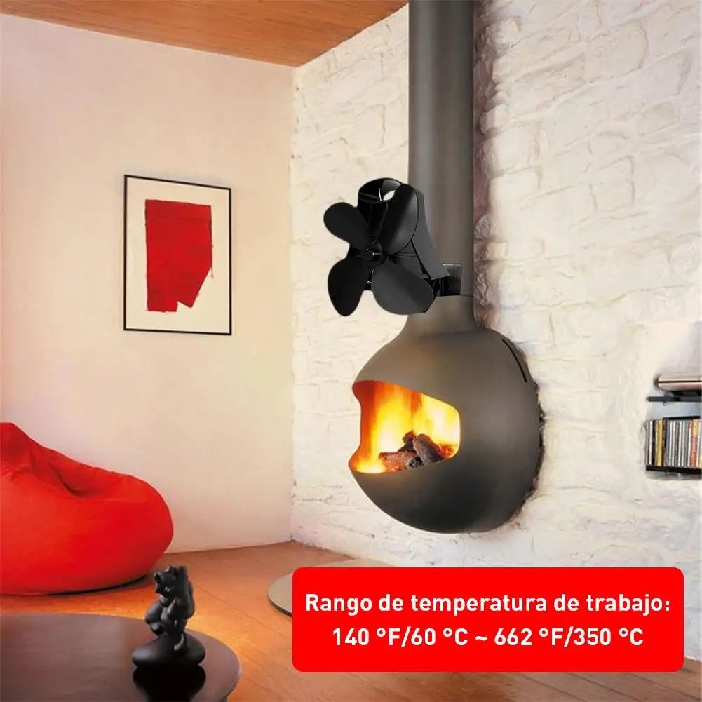 Черный вентилятор для камина 4 лопасти вентилятор для печи, работающий от тепловой энергии бревна деревянная горелка экологичный тихий