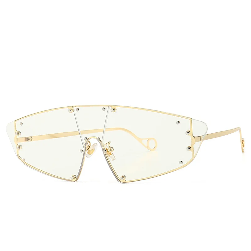Негабаритные без оправы женские солнцезащитные очки в стиле стимпанк винтажные Роскошные брендовые Модные мужские солнцезащитные очки Gafas очки UV400 - Цвет линз: C2