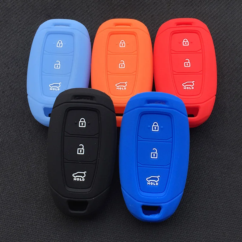 Premium Silicone Car Key Cover for Hyundai - 3-Button Protection Shell