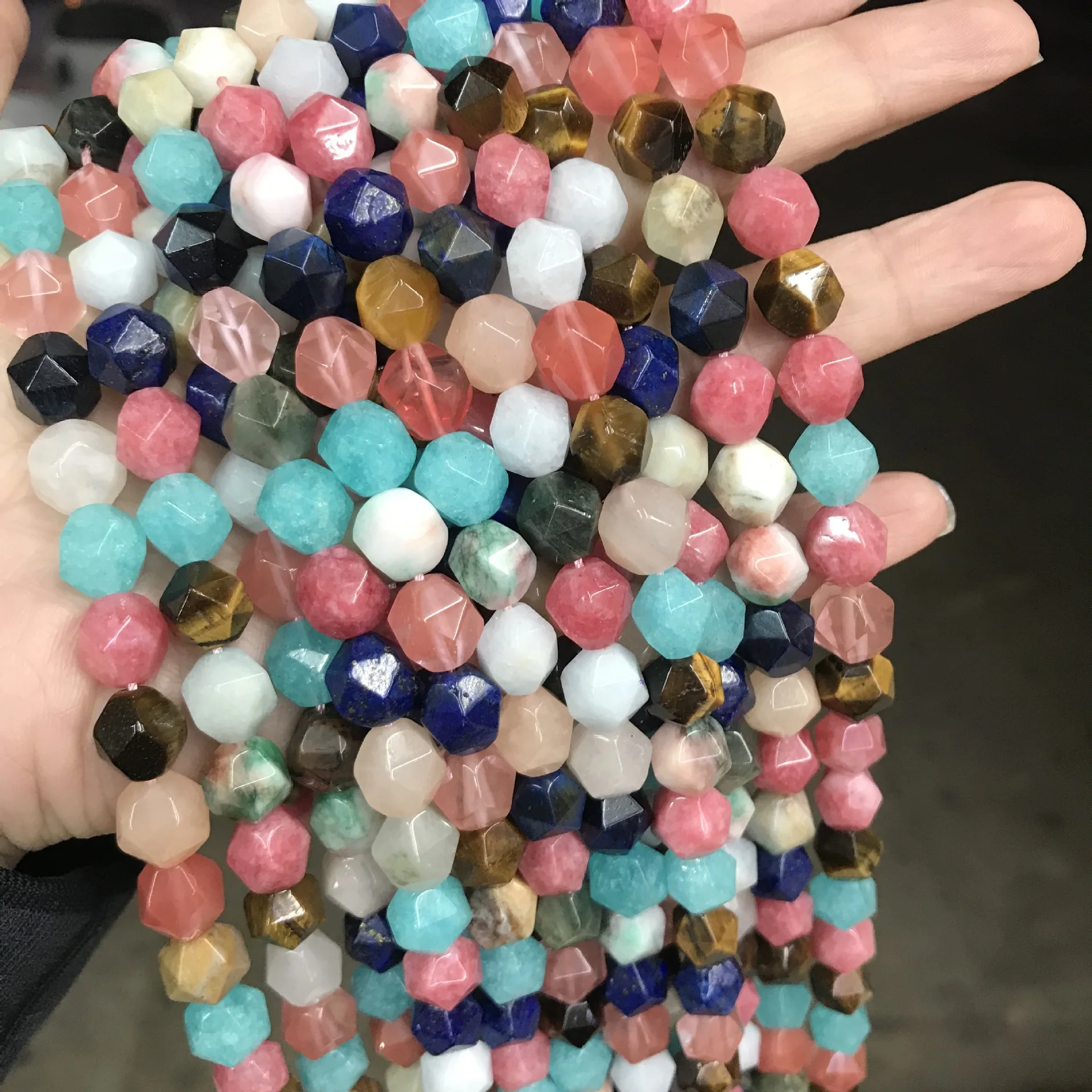 

Cut Angle Genuine Mix Natural Stone Beads For Jewelry Making 6/8/10mm Round Loose Faceted Stone Beads DIY Bracelet Strand 15''