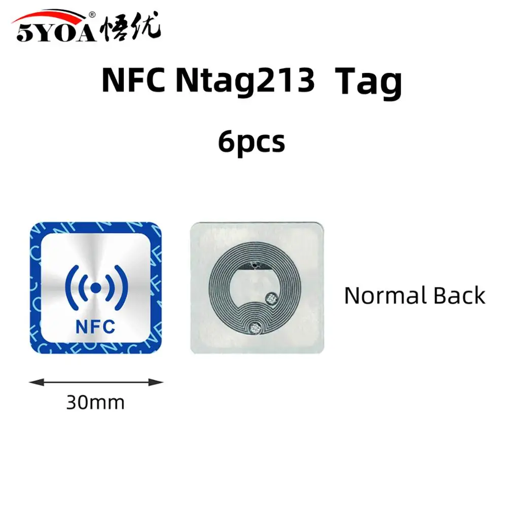 6pcs NFC Tag NFC213 Tags Sticker 13.56MHz ISO14443A 213 Badges Key Token Patrol Universal Label | Безопасность и защита