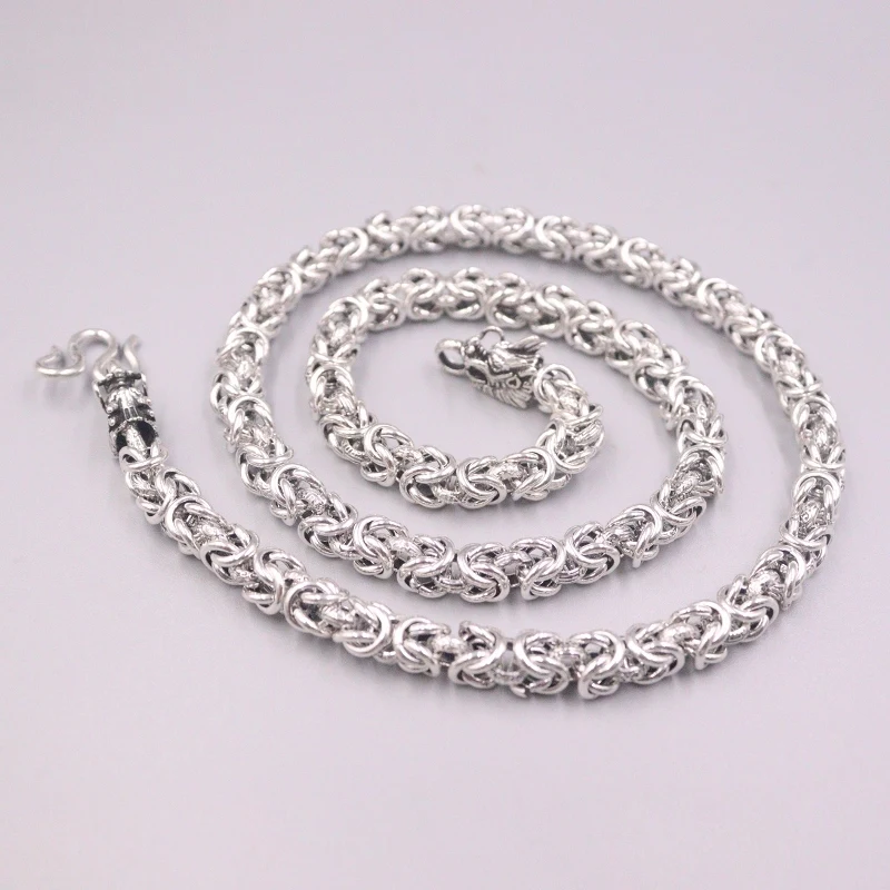 

Pure 925 Sterling Silver Chain Width 7mm Dragon Head Special Design Necklace 58cm / 60-61g For Man Lucky Gift