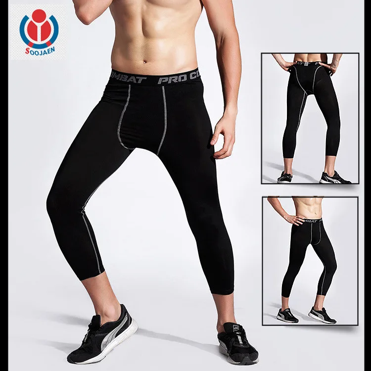

Men Tight-Fit Pro Capri Pants Sports Fitness Running Compression Wicking Quick-Drying Basketball Training Pants 1050