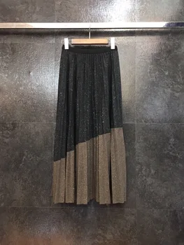 

2019 New Arrival Fashion Elegant Bright Silk Color Pleated Skirt 3 Size 3 Color Free Shipping Worldwide